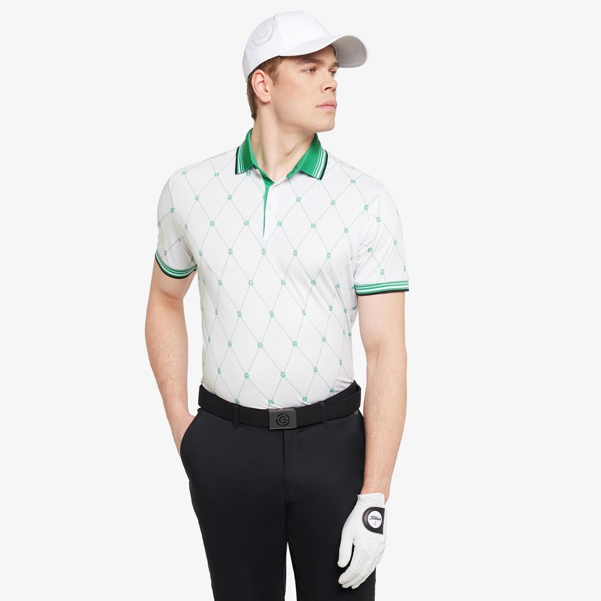 Galvin Green Miguel Ventil8+ Mens Golf Polo Shirt White/Golf Green
